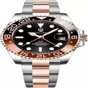 BY BENYAR 파가니 디자인 남성 GMT 자동 시계-패션 스테인리스 스틸 기계식 시계-사파이어 유리 렌즈 시계