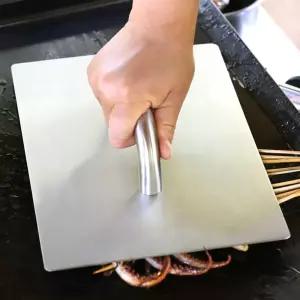 고기 누름팬 누름판 누르개 그릴프레스 껍대기 대형 납작팬 사각 철판 손잡