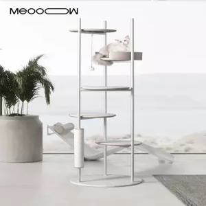 철제캣타워 해먹 놀이터 계단 투명 캣폴 스크래쳐 캣풀 기둥 베이지 캣타워 숨숨집 베이지화이