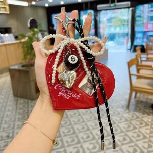 패션 붉은 심장  앨범 펜던트 빈티지 매력 카드 ID 열쇠 고리 PVC 세트 가방 키 체인 Y2K