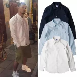 옥스퍼드 셔츠 코튼 캐주얼 남방 면 데일리 MDNS 숀 유Shawn Yue 남자 남성 가을 옥스포드 자수 장식 슬림