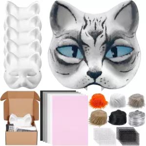 드로프니르 DIY 테리안 마스크 블랭크 화이트 페이퍼 고양이 장비용 펠트 패브릭 시트 모피와 메시로