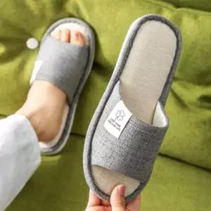 실내용 오픈토 린넨 샌들 논슬립 쇼핑몰 260-265mm넨슬리퍼 블루 미끄럼방지화 그레이 거실화 사무실 사무