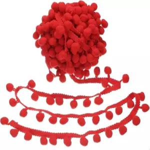 uxcell 10야드 폼 트림 리본 1인치 와이드 레드 볼 프린지 재봉 원단 DIY 공예 커튼 옷 베개 홈 데코레이션
