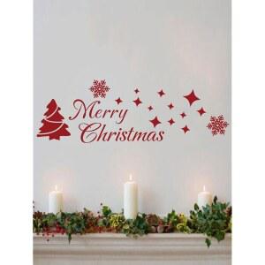 모하월 크리스마스 트리 스티커 장식 겨울 눈 큰 벽 메리 창문 부착 명언 스타 비닐 아트