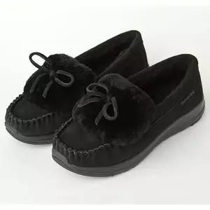 [롯데백화점]베어파우 [여성] CAROL 캐롤 4CM 소가죽 리본 방한 모카신 블랙 3999001QD-W
