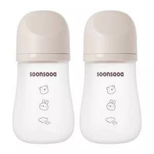 순수아 실리콘 코팅 유리젖병 노꼭지 240ml-2개