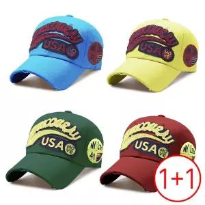 1+1 국내산 볼캡 뉴욕USA 사계절 코튼 깊은핏 남녀공용 야구모자 워싱 데일리 빈티지