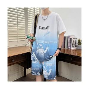 남성 여름용 캐주얼 반팔 트레이닝복 상하의세트 넉넉한 루즈핏 운동복 빅사이즈투피스