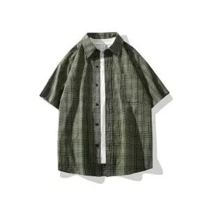 캐주얼 빅사이즈 스타일 남자셔츠 셔츠 루즈핏 체크 원템5