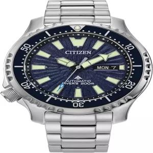 Citizen 남성 Promaster 다이빙 Fugu 오토매틱 시계 스테인리스 스틸 루미너스 ISO 인증 실버/블루 다이얼