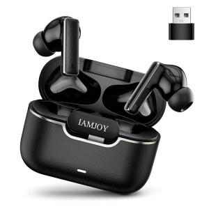 IAMJOY 게이밍 이어버드, 20ms 저지연, 6 마이크, 2.4GHz 및 블루투스, 35 플레이 시간, 메타 퀘스트 3/2, PS5/4, 스팀 덱, VR, 스위치, PC와 호환되는 무선 이어버드, IAMJOY 게이밍 이어버드