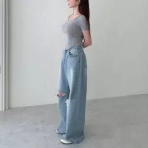 추천 여름 추천 팬츠 찢청바지 꾸안꾸 여성 꾸안꾸 데 BLr6+7tZs