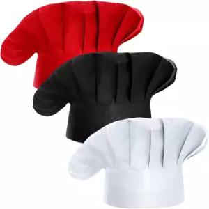 Sdfvsdg 성인 셰프 모자 3개입 조절 가능한 탄성 베이커 주방 요리사