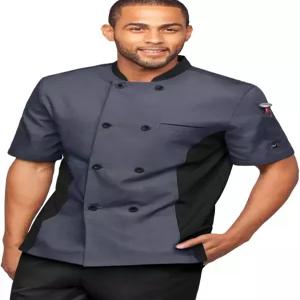 UA 셰프 남성 코트 - 통기성 메시 사이드 패널 반팔 주방 유니폼 재킷 레스토랑 및 요리 작업복