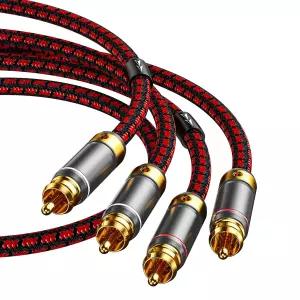 Hagietek 2 RCA 오디오 케이블 파일 골드 도금 스테레오 브레이드 서브우퍼 옥젠 프리 코퍼 홈 시어터 HDTV