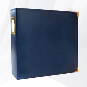 크래프트ask 12x12 사진 앨범 3 링 바인더, 가죽 커버 스크랩북 D-링, 리필 페이지 10개 포함 보호용 플라스틱 슬리브 - 네이비 블루