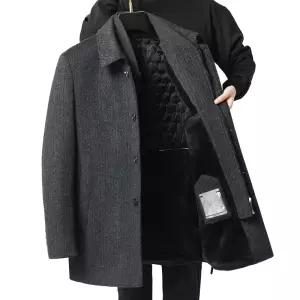 남성 모직 반코트 기모 중년 하프 정장 겨울 캐주얼