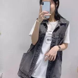 데님 오버핏 청조끼 여름 민소매 가을 여성 청자켓 루즈핏