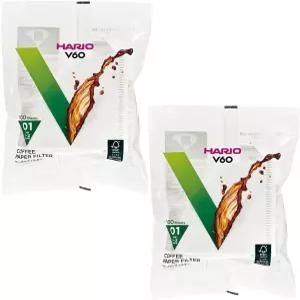 [2개 세트] 하리오 V60 미사라시 커피 종이 필터 (사이즈 01 100개 흰색) 총 200개