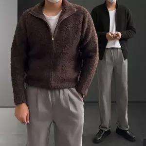 부르카 부클 오버핏 크롭 니트집업 (4color) 가을 겨울 남녀공용 커플 니트 (WFKBJF0)