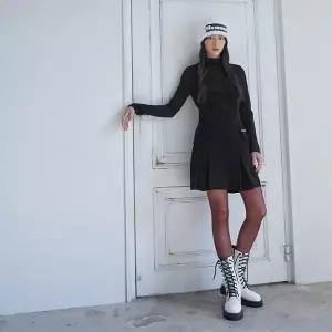 [에고이스트]EP4WO160라벨포인트반하이넥플리츠원피스_DJ