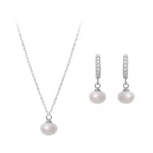 92.5 실버 담수 진주 화이트 목걸이 귀걸이 세트 SmZ4+7IkV