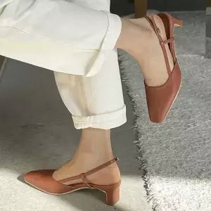 [하프클럽/]봄 데이트 룩 나들이 여성 슬링백 샌들 힐 구두 코디