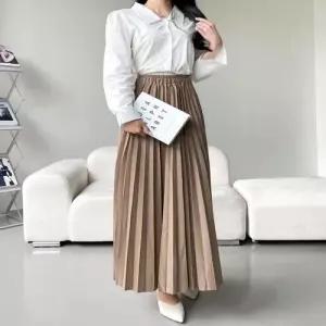 스커트 치마 SK 여성 밴딩 플리츠롱 주름