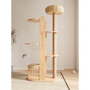 캣타워 튼튼한 원목 조립식 캡슐 투명해먹 슬림캣타워 스크래쳐 고양이타워 태국형 고양이