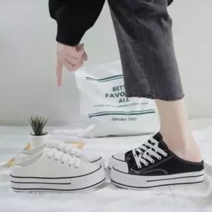 여성 슬립온 뮬 캔버스 키높이 스니커즈 KDK3+6ylX