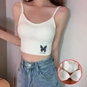 여성 여름 캐주얼 패션 포인트 나비 예쁜 크롭 끈나시