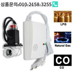 비상 차단 솔레노이드 밸브가  가스 누출 감지기 천연/액화 경보 센서 EU 플러그 독립형 자동 모니터