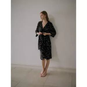 [비너스](강남점)[오르화]25AW 라인드로잉 플라워패턴 나염 여성 롱가운 풀슬립 세트(OGN5955OFS5955)