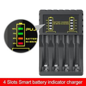 4슬롯 스마트 Ni-Mh 배터리 충전기 충전식 1.2V AAA/AA 충전기(LED 디스플레이 표시기 포함) 케이블