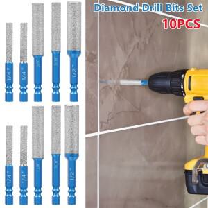 10개 육각 샹크 건식 세라믹 타일 다이아몬드 드릴 비트 대리석 화강암 유리질 구멍 오프너 및 연마용
