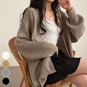여성 루즈핏 노버튼 직장인 사무실 니트 가디건 (KYR-WFK570Z)
