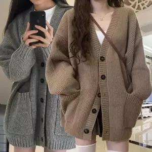 여성 외출 사무실 간편 아우터 루즈핏 니트 가디건 (KYR-WFFI72Q)