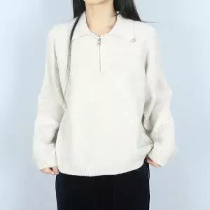 [하프클럽/파라노말샵]무지 니트 반집업 카라 니트티 (파라노말샵)