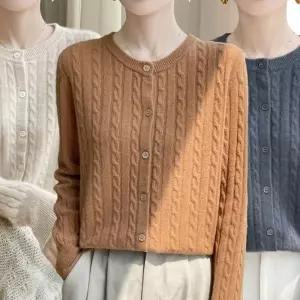 여성가디건 가디건 예쁜 여성 가을 겨울 꽈배기 가을가디건 라운드