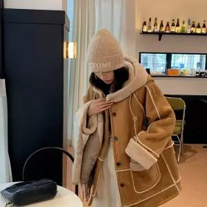 무스탕 코트 후드 양털 자켓 여성 스웨이드 S 오브유 11번가