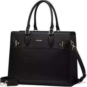 LOVEVUOK 여성용 노트북 가방 17인치 대형 PU 가죽 토트백 전문 교사용 작업 방수 비즈니스 컴퓨터 서류