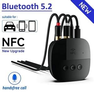Bluetooth 5.2 오디오 수신기 RCA 3.5mm AUX USB 스테레오 NFC 무선 어댑터 차량용 키트 스피커 호환 증폭
