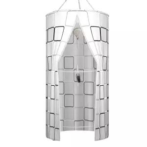 간이샤워부스 원형 샤워실 욕조 물막이 파티션 커튼 수영장 체크 가림막 욕실 이동식