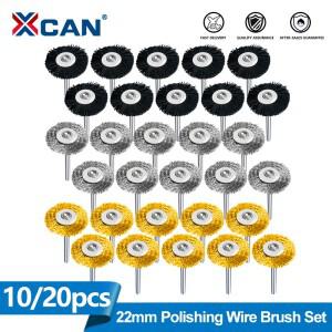 XCAN 1020개 22mm 와이어 휠 브러쉬 스테인리스 스틸황동나일론 3.0mm 샹크 그라인더 로터리 툴 미니 소형