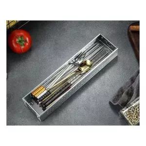 현이몰 물빠짐 스텐 수저 트레이 수저통 수저함 보관함 소형 업소용 수저보관함 소독기용 수저수납함