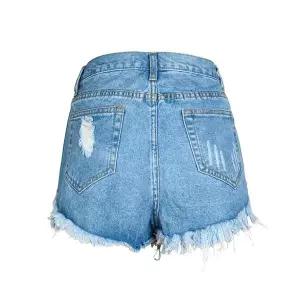 여자 청반바지 청바지 데님 스키니진 하이웨스트 찢청 핫팬츠 BE4