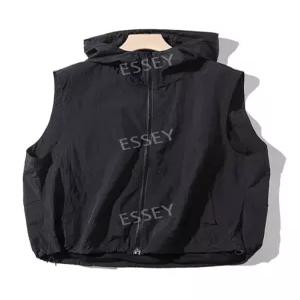 여자 베스트 민소매 바람막이 여름 후드 조끼 검정색 크롭