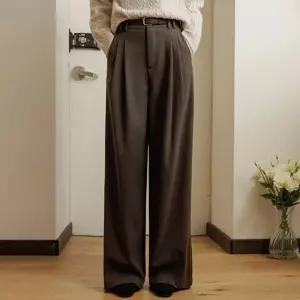 헤즈 기모 투핀턱 와이드슬랙스(벨트set)