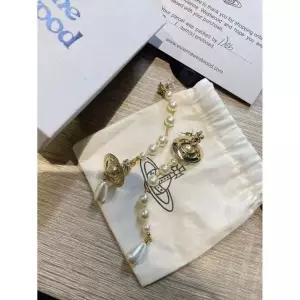 미국 비비안 웨스트우드 피어스드 펄 롱 태슬 오브 드랭 귀걸이 중고 177354495754